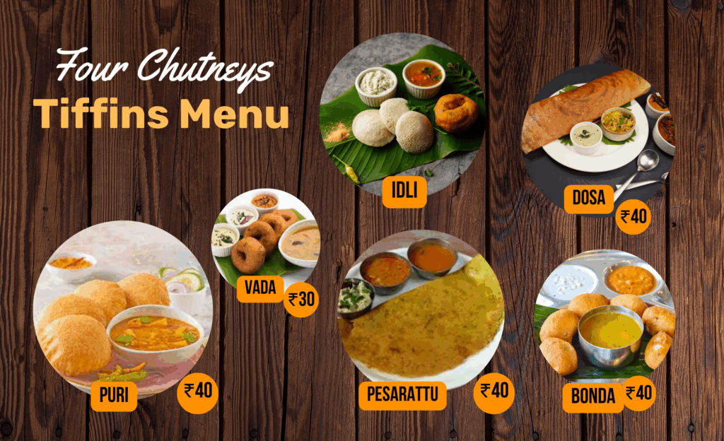 South Indian tiffins menu